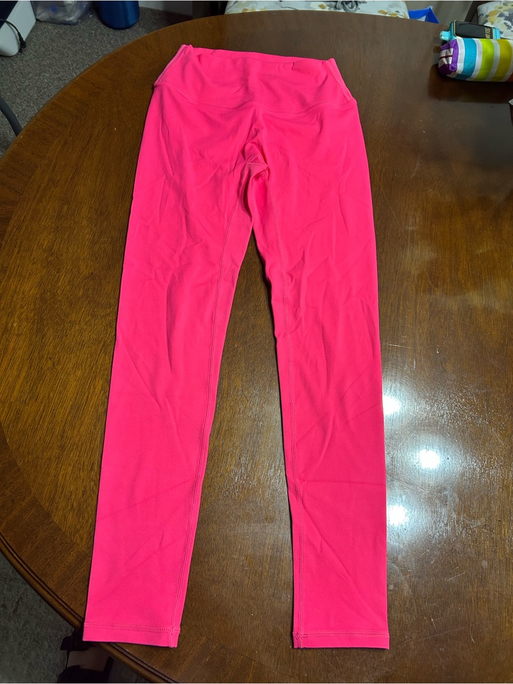 Womens High-Waist Active Leggings - Bright Pink and Black